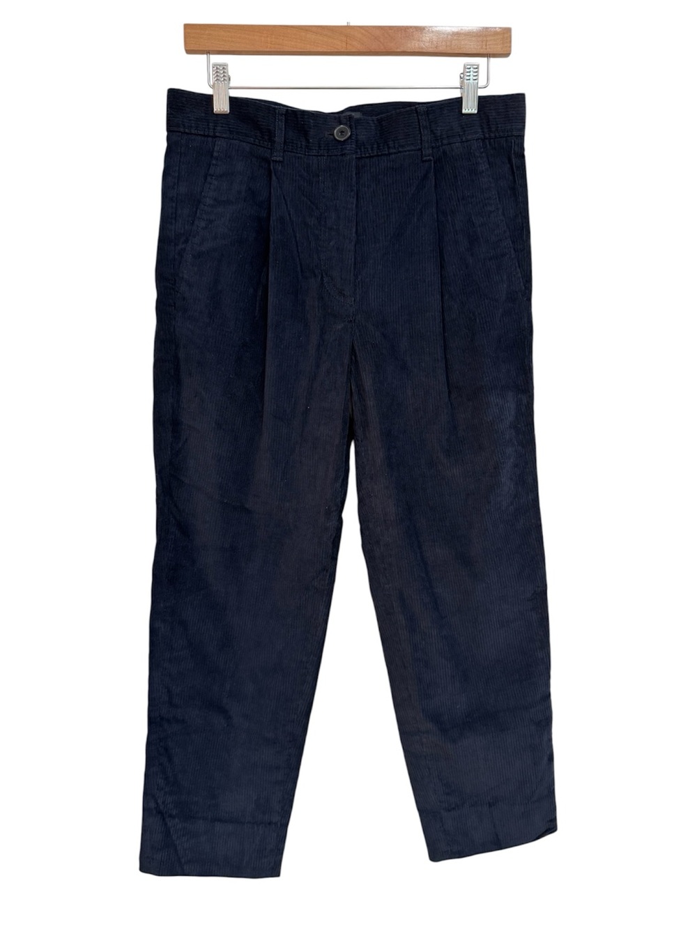 COS Corduroy Cropped Tapered Leg Pants Women’s Size 6 Navy Blue Closet Staple